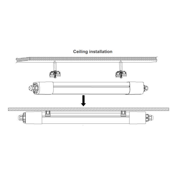 36W 5000K CCT Adjustable LED Tri-Proof Light IP66 Waterproof Plastic Model 170lm/W for Supermarket, Warehouse