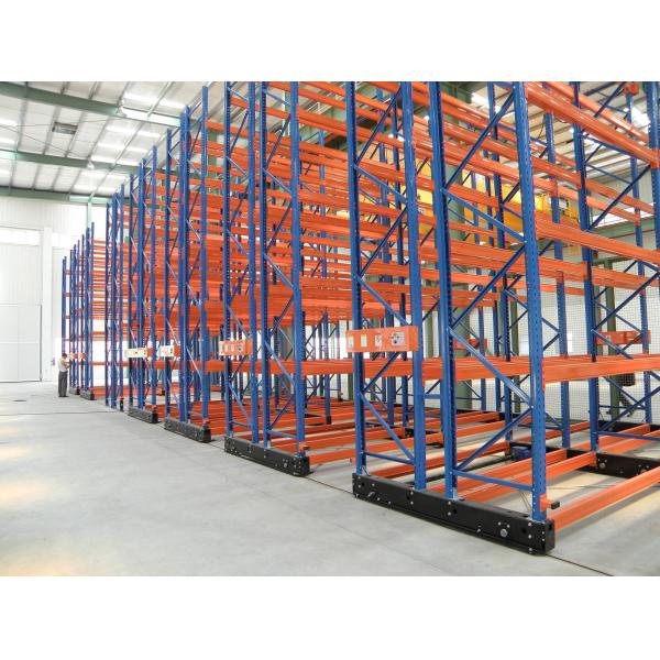 Steel Mobile Pallet Racking System , 4 Layers Powered Mobile Racking 1000kg/Pallet