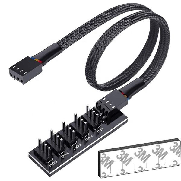 Buy 1 to 5 Ways 4 Pin Splitter PWM PC Fan Hub Power Supply Cable for ATX Computer Case 4 Pin and 3 Pin Cooling Fans at wholesale prices