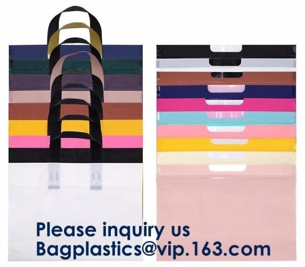 Buy Custom Size Soft Flexi Loop Handle Gold Plastic Shopping Bag Restaurant Takeaway Bag With Printing Square Bottom Plastic at wholesale prices