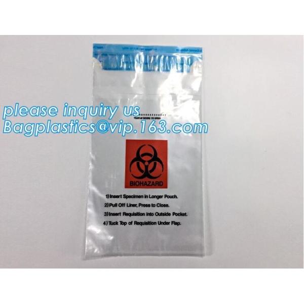 Biodegradable PLA Plastic Bag Corn Starch Biohazard Specimen k Bag, LDPE Three Walls Specimen Bag with Pocket, pac