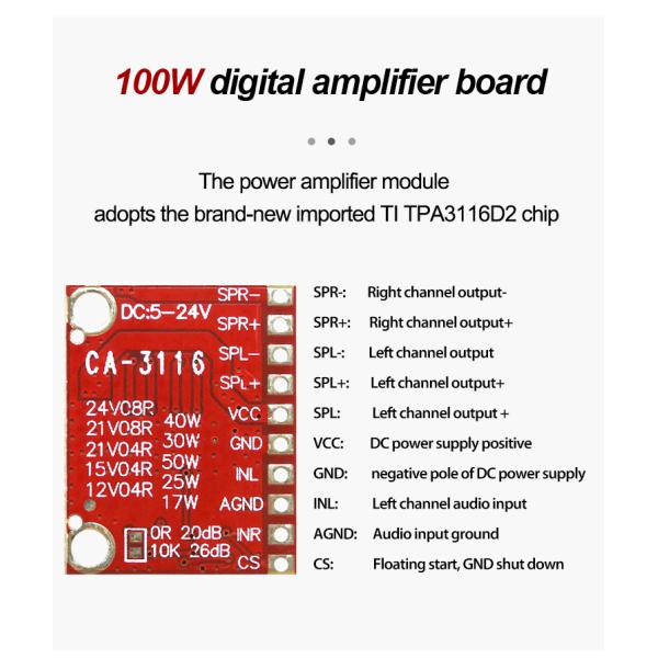 Digital Power Linear Amplifier TPA3116D2 Series Audio Amplifier Board for 100W Output