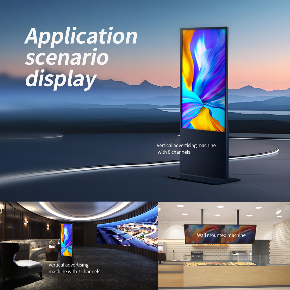 Digital Advertising Lcd Display Monitor Ultra Thin Floor Standing