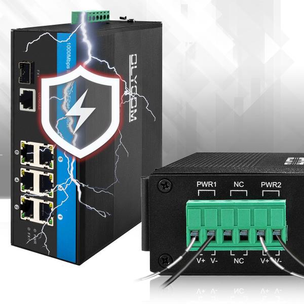2.5G Hardened PoE Switch Manageable Gigabit Ethernet Dual DC48V Input 15.4W 30W