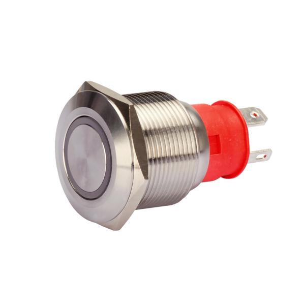 22mm Ip67 Push Button Switch Ring Led Illuminated High Current Self Reset Lock