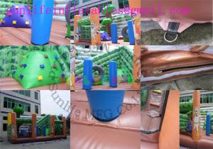 China Exciting Jungle Inflatable Bouncy House Slide / Funtime Bouncy Castles With Slide on sale