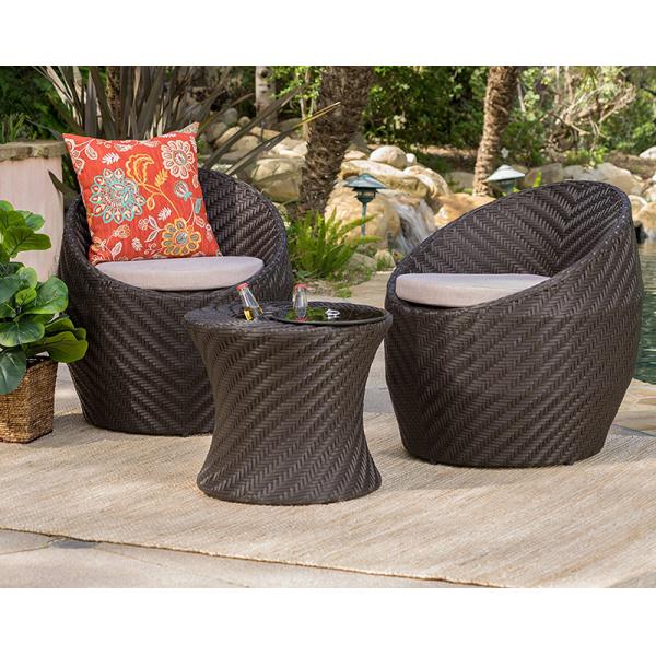 Round Width 440mm Height 420mm Rattan Glass Top Coffee Table Easy To Clean