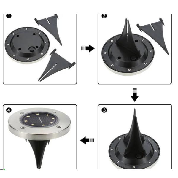 Light Control Sensor Solar LED Garden Lights 8 LED Super Bright For Underground Yard