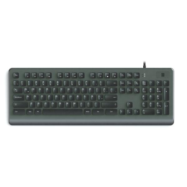 USB Plastic Keyboard With Fingerprint Reader Function Keys Multimedia Keys And Numeric Keys