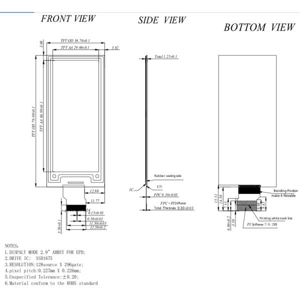 High Contrast 2.9inch Electronic Shelf Edge Labels Demo Kit MCU Interface