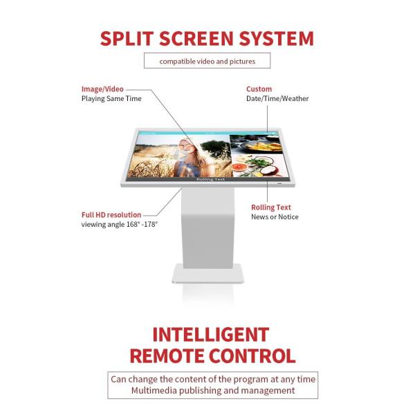 High Resolution horizontal Interactive LCD Digital Signage Touch Screen Kiosk