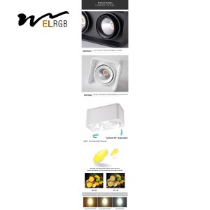 25w 30w Square LED Spotlight Indoor Work Light Trimless COB Surface Mounted