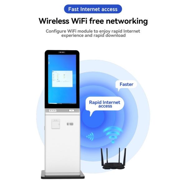43 inch Windows Floor Standing Terminal Payment Self Service Kiosk Pos System With Printer QR Code Scanner