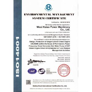 Wuxi Kaiao Power Machinery Co.,Ltd. Certifications