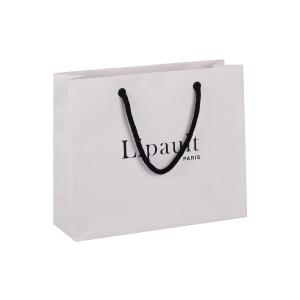 China 6 X 4 X 10 Inches White Kraft Paper Bags 230gsm With Eyelet Punching Handle on sale