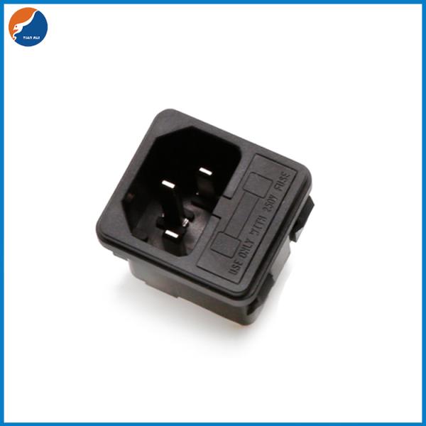 R14-C-1GB1 Electrical 3 pIN C14 250VAC 10A Power Socket Two In One Socket With Fuse Holder
