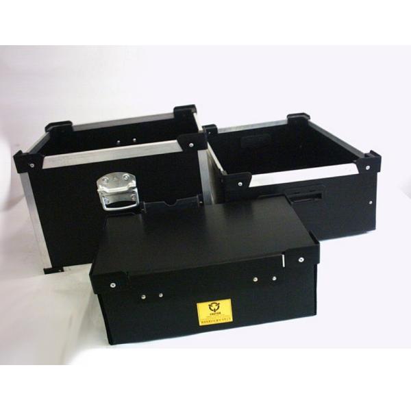 Durable Plastic Corrugated Foldable Boxes Stackable PP Storage Bin Black / Blue