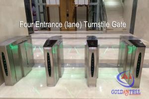 Quality Double Core Fingerprint Biometric Turnstile Gate , Fast Pass Flap Barrier Turnstile With Software for sale