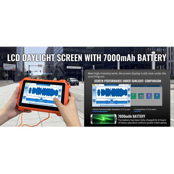 PQWT-125C Leak Detector with AI Acoustic Analysis and Noise Filtering for Time-Domain Waveform Visualization in Water Pipelines