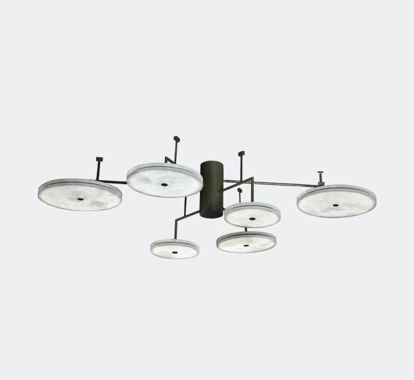 Modern Black Branch Chandelier 60W Alabaster Hanging Lamp Customized With Round