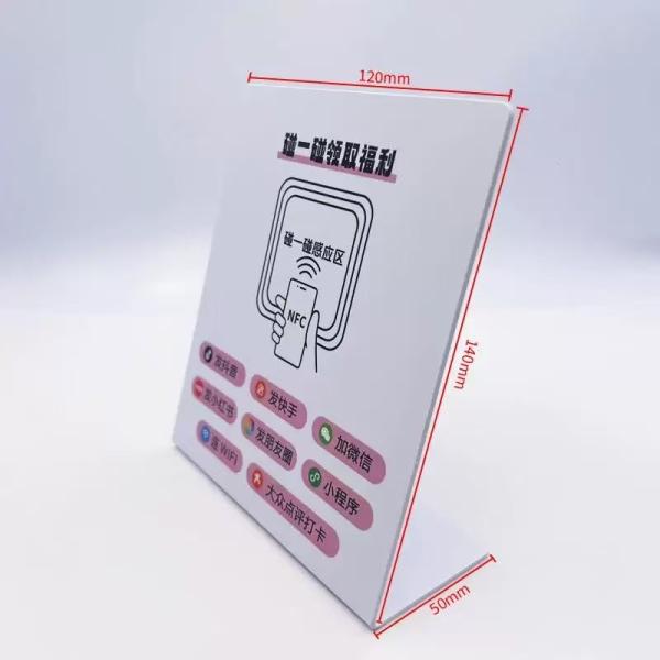 Buy 13.56MHz Frequency Custom Printed 10cm Round NFC  Business Card Waterproof Google Review Sticker NFC Menu Plate with QR Code at wholesale prices