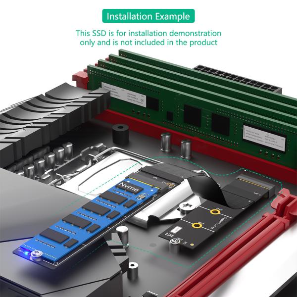 Upgrade Version 180 Degree NGFF M.2 M-Key NVME SSD Extension Cable 3.3V Power LED Status Light