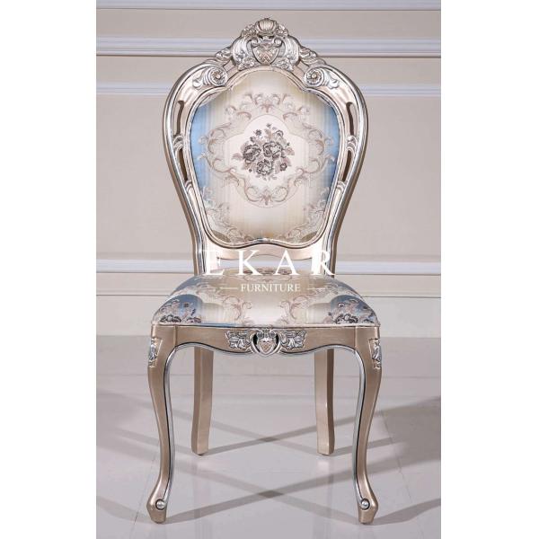 Antique Baroque Solid Wood Carved Fabric Upholstery Retro Dining Chair