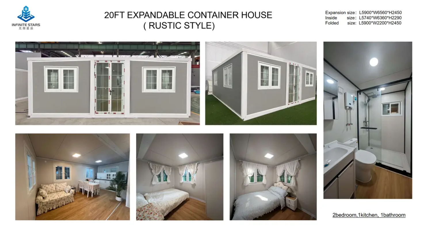 20ft Expandable Container Home with 8ft Width 8.5ft Height and 16ft Expanded Width for Maximum Space Efficiency