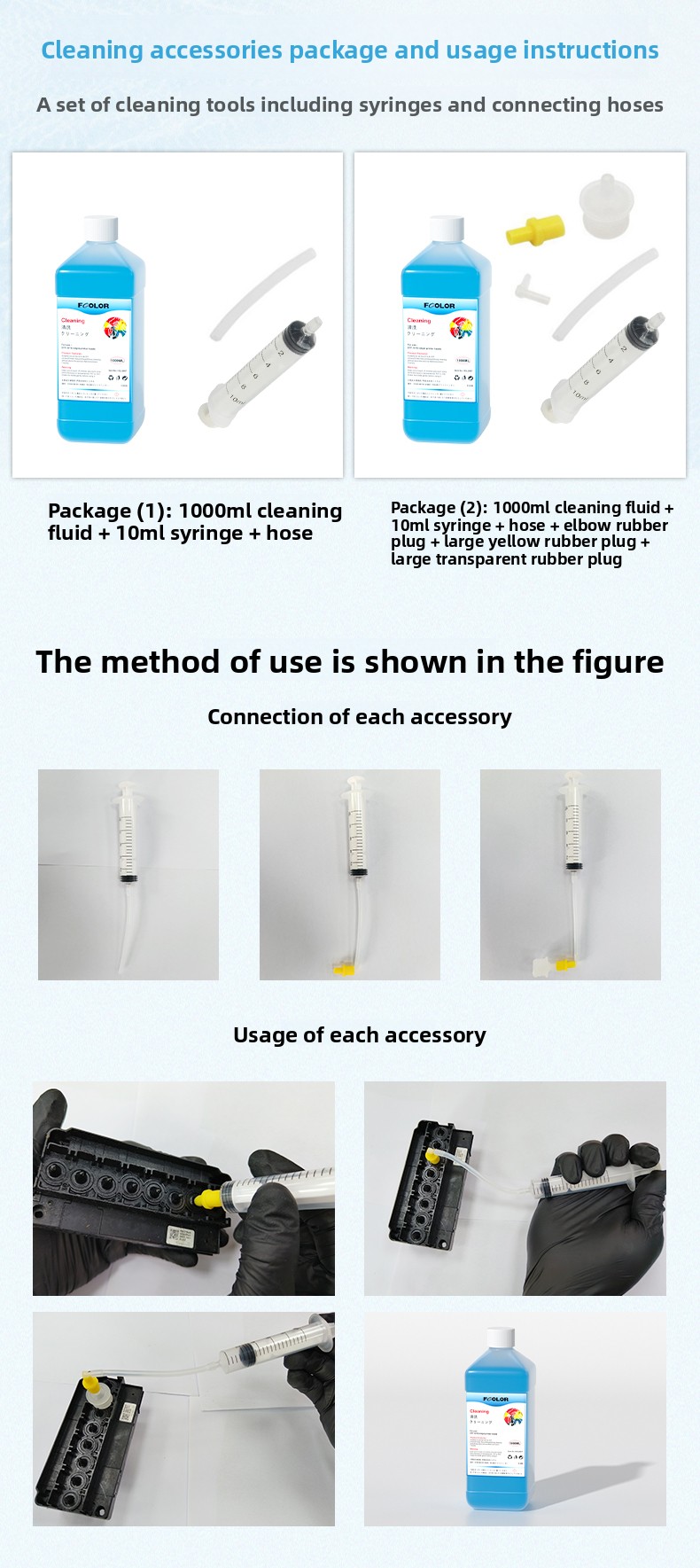 Solvent Based Heat Transfer Cleaning Solution Strong Nozzle Unclogging Moisturizing Liquid Imported Small Blue for DTF Printer
