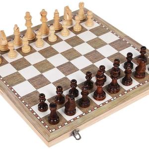 China 3 in 1 Chess Set Wooden International Chess Game Backgammon Checkers Chessboard Funny Board Game Puzzle Toys Gift with Portable on sale
