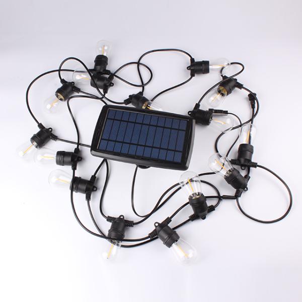 Waterproof IP65 String Lights Outdoor LED Bulb Light S14 27ft 12bulb Solar Panel Festoon Light