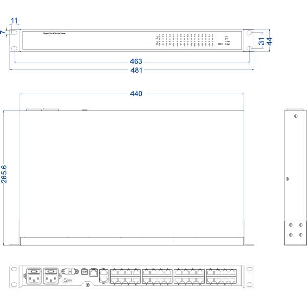32 Port IP40 RS-422 1kVDC 300bps Serial Device Server