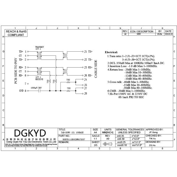 SMD RJ45 Modular Jack