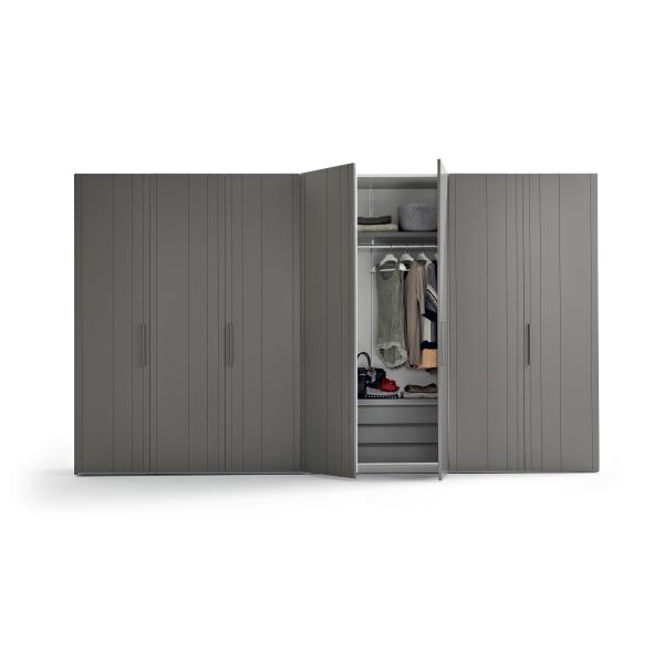 Grey Design PVC Bedroom Wardrobe Flat Eased Edge ODM OEM