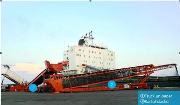 Buy Mobile Radial Telescopic Stacker Conveyor At Port For Bulk Material Ship Loading at wholesale prices