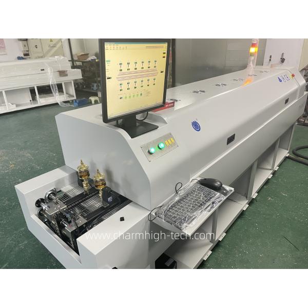 Full-automatic Rail 6 temp Zones Lead-free Reflow Oven 2200*350mm PC Control Heating Machine