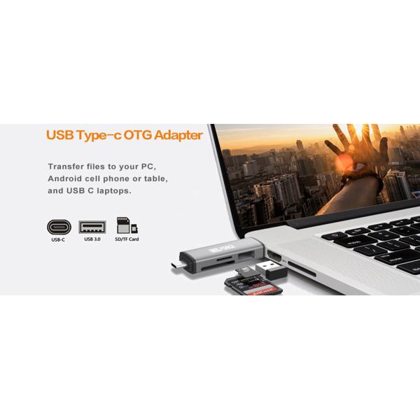 Dual Port USB 3.0 Type C OTG USB Hub With Card Reader Combo SD Micro SD Memory Card Reader Metal Housing Manufacturer