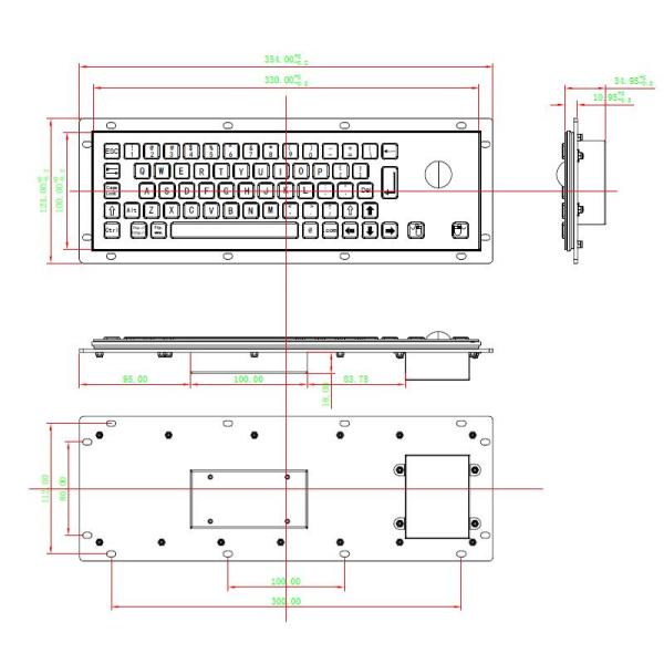 Rugged Waterproof Industrial Computer Keyboard In Metal With Integrated Trackball