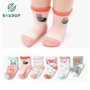 Quality White Baby Crew Socks With Grips Rib Knit Cuff Fits Over The Ankle for sale