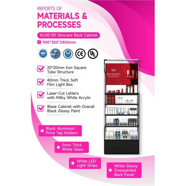 KLNS-R3 Multiple Levels of Display Space Skincare Display Cabinet with Soft Film Light Box