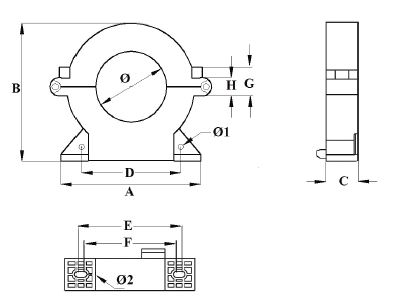 Black Split Core Current Transformer Toroidal Epoxy Encapsulated Housing