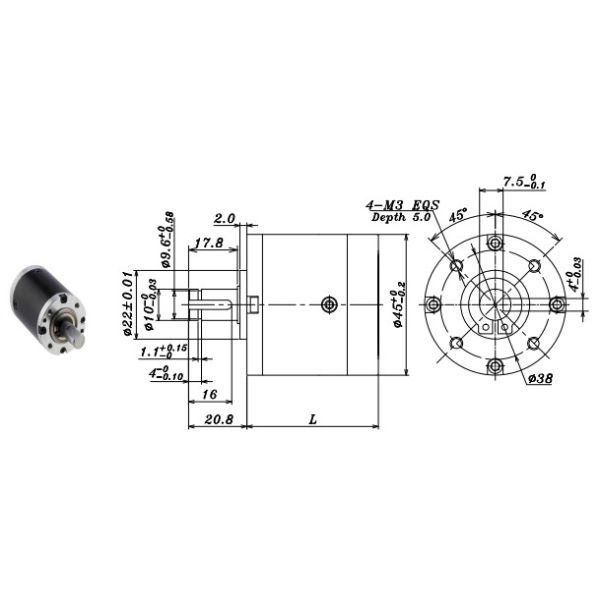 45mm Low Rpm To High Rpm Gearbox , Servo Motor Gear Box 1078 Reduction Ratio