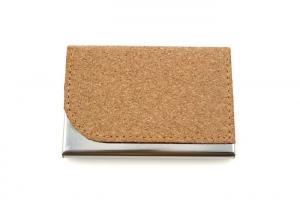 China Stainless Iron PU Leather cork card holder Magnetic Eco Friendly Card Case 65g on sale
