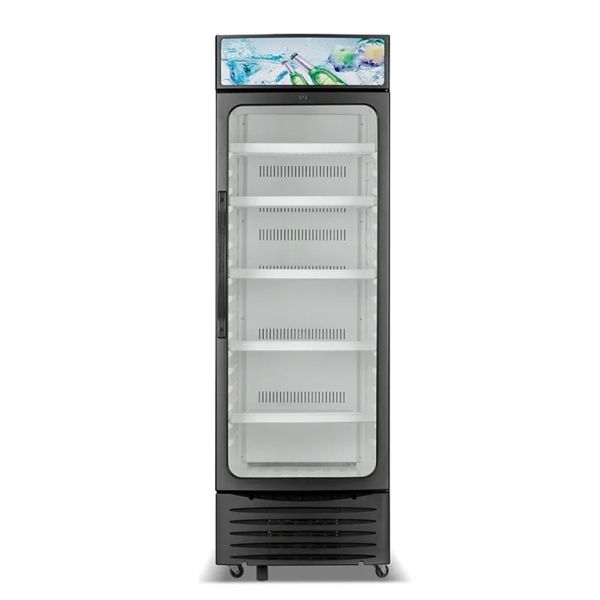 350L Efficient Glass Door Fan Cooling Upright Showcase Cooler With LED Light