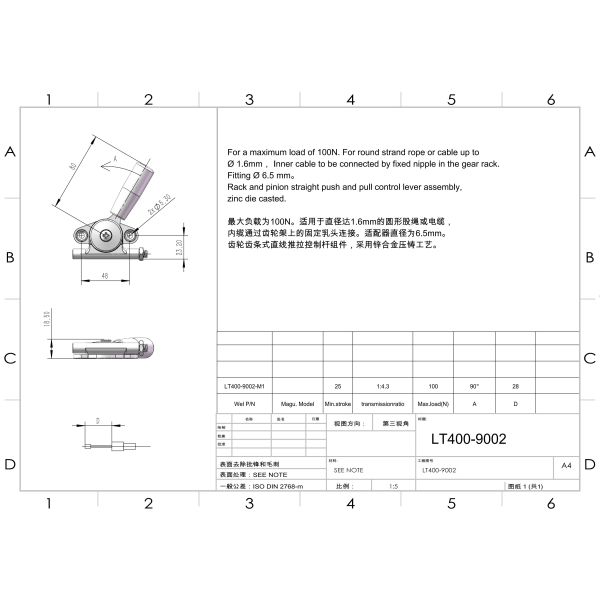 Ergonomic Hand Control Throttle Lever with Precise Throttle Control for Agricultural and Construction Vehicles Reduces Operator Fatigue LT400-9002