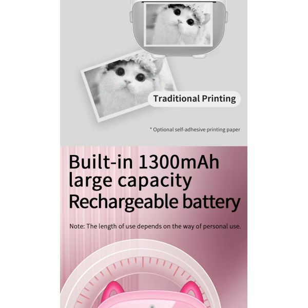 Thermal Printer Digital Camcorder Childrens Printable Camera with Dual Lens HD Video and Endless Possibilities for Kids