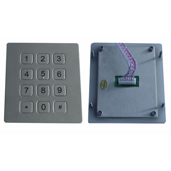 IP65 dot matrix metal 12 keys vandal resistant phone numeric keypad for industrial