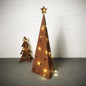 China Holiday Special Corten Steel Garden Decorative Metal Christmas Tree Lamp Post on sale