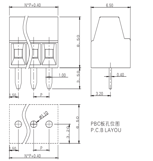 CT250-00 2.54mm Pitch Rising Clamp Terminal Block Wire Fix Tightly Green Color
