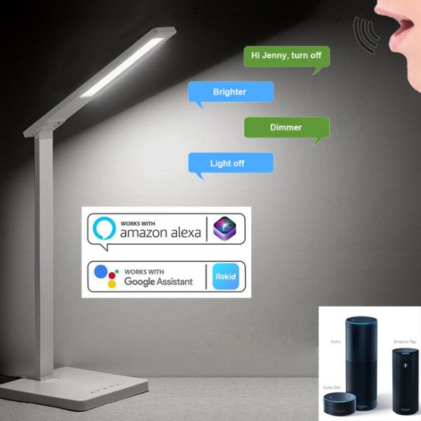 Touch led table lamps control by smart life app with USB Charging Port